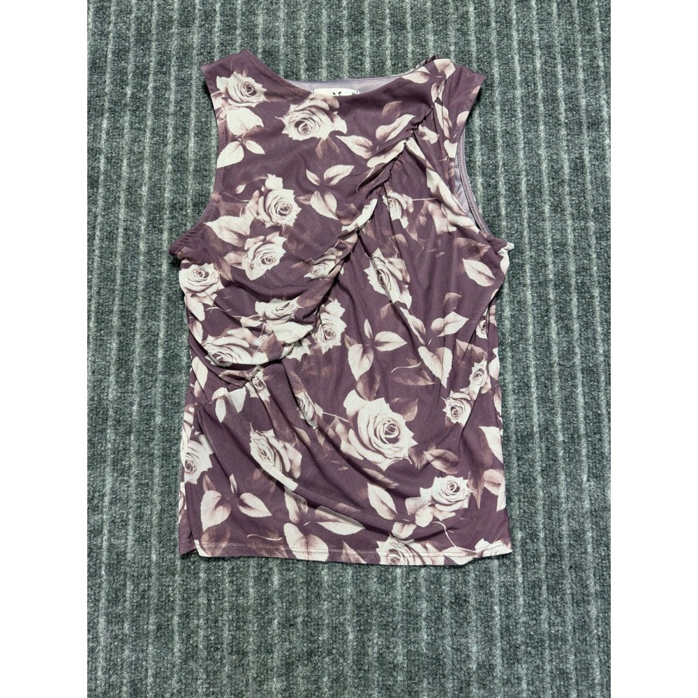 Floral Mesh Whimsigoth Tank Top Medium Plum Draped Romantic Grunge‎ Mesh Top